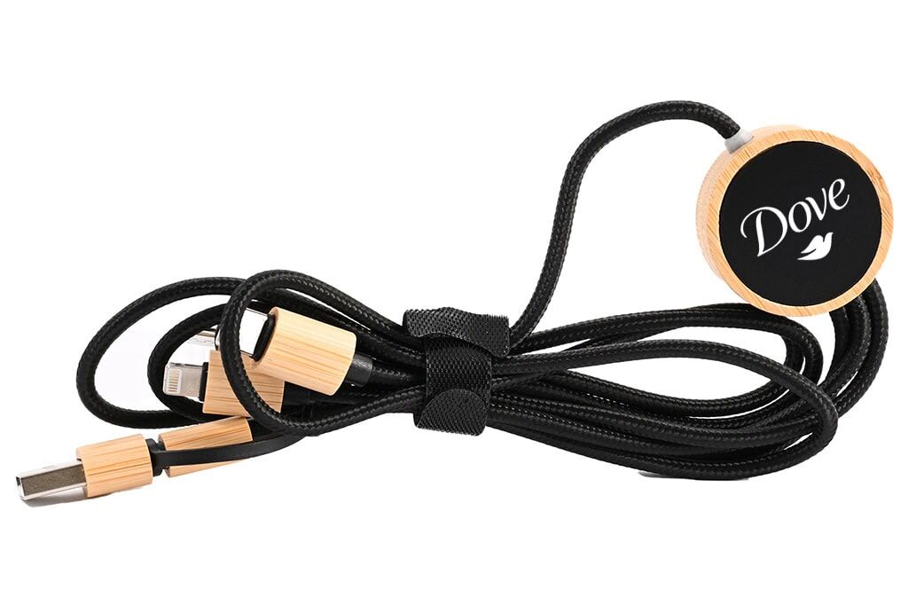 Bamboo 5-in-1 Charging Cable with Light-Up Logo