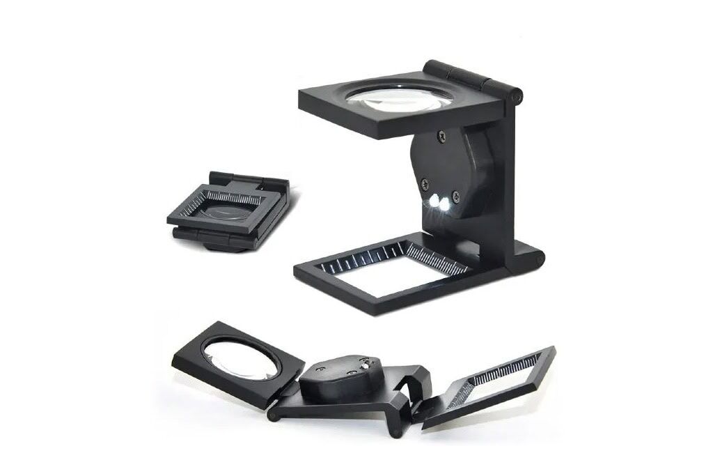 10X Folding Metal Magnifying Glass with 2 LED Lights and Scale