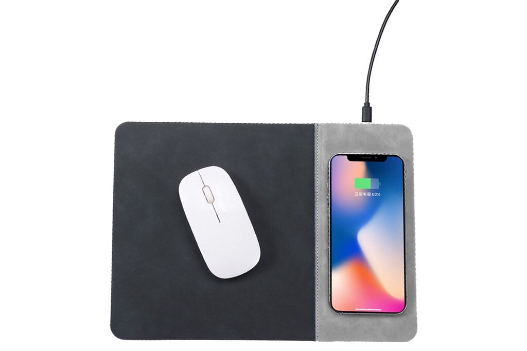 15W Fast Wireless Charging Leather Mouse Pad